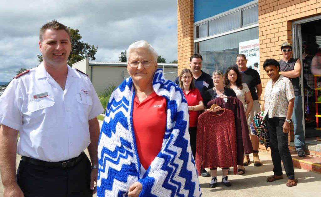 The Salvation Army’s Steve Spencer, Glenda Gilham (front) and the store’s volunteers. The Salvation Army’s Steve Spencer, Glenda Gilham (front) and the store’s volunteers.